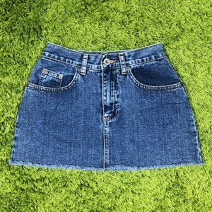 Micro Gap Denim Raw-hem Mini Skirt